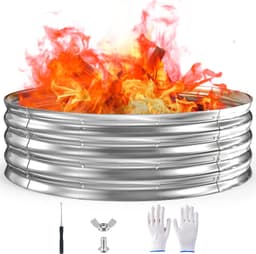 60 Inch Fire Pit Ring 5FT Galvanized Steel, Wood Burning&Outdoor Fireplace by XOHUYD