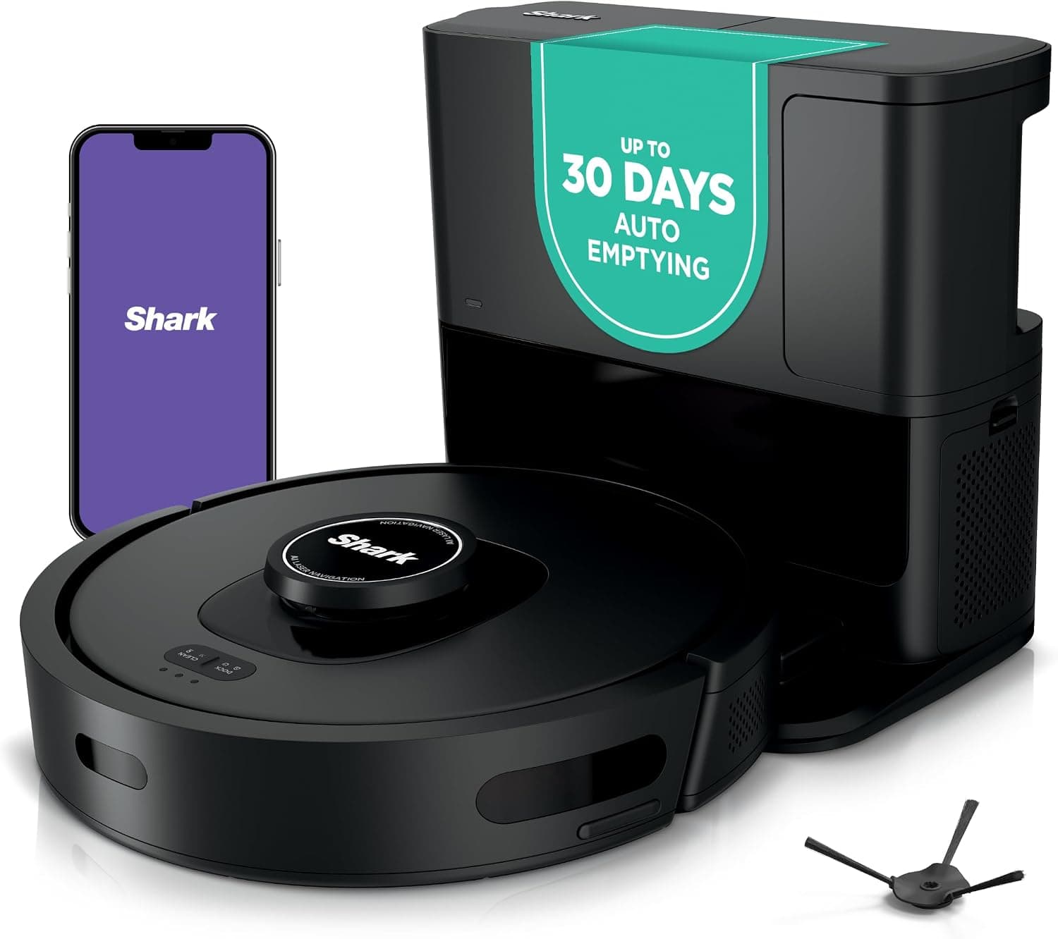 Shark AV2501S AI Ultra Robot Vacuum, with Matrix Clean, Home Mapping, 30-Day Capacity HEPA Bagless Self Empty Base, Perfect for Pet Hair, Wifi, Dark Grey