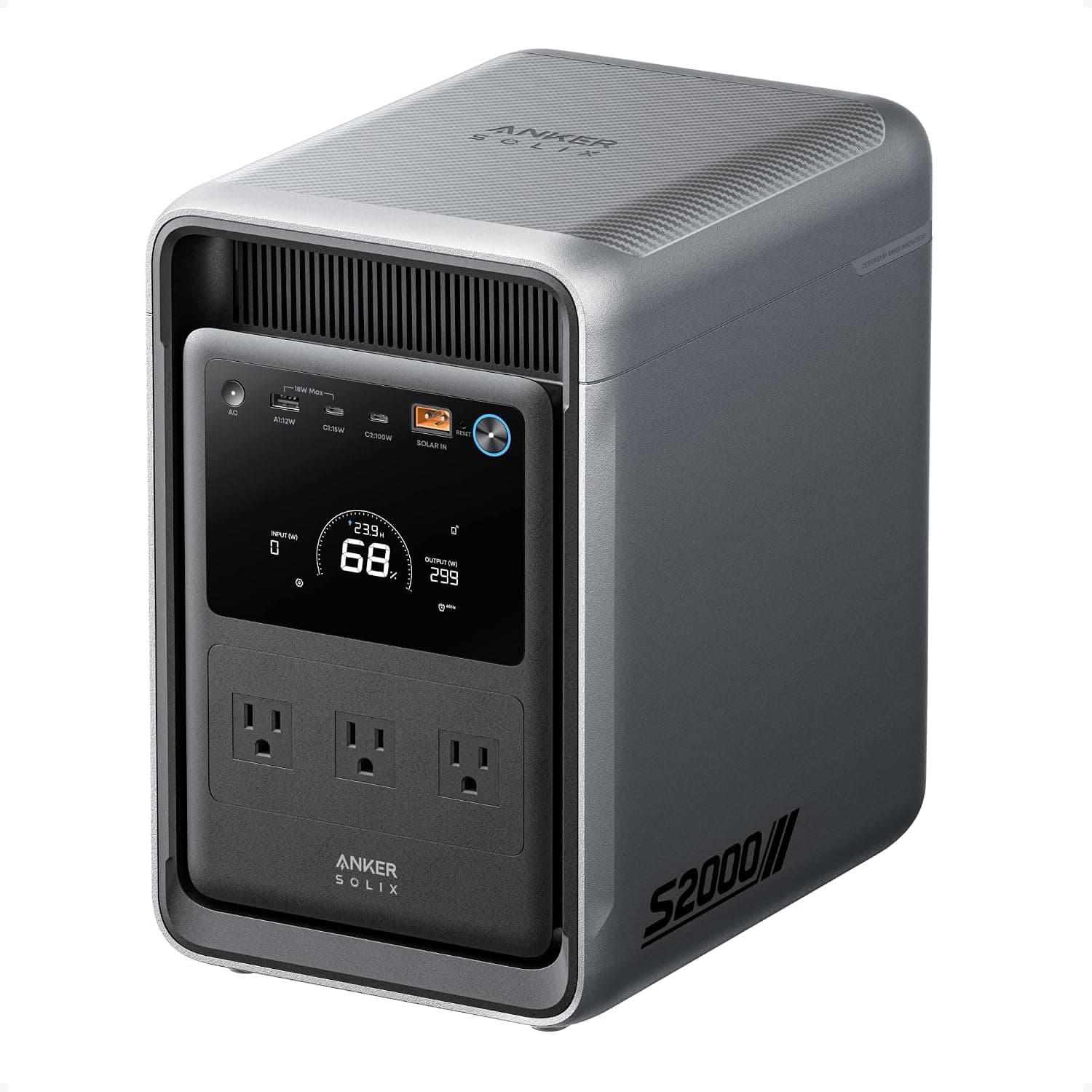 Anker SOLIX S2000 Portable Power Station, 2,010Wh, 3,000W Peak, Home Backup