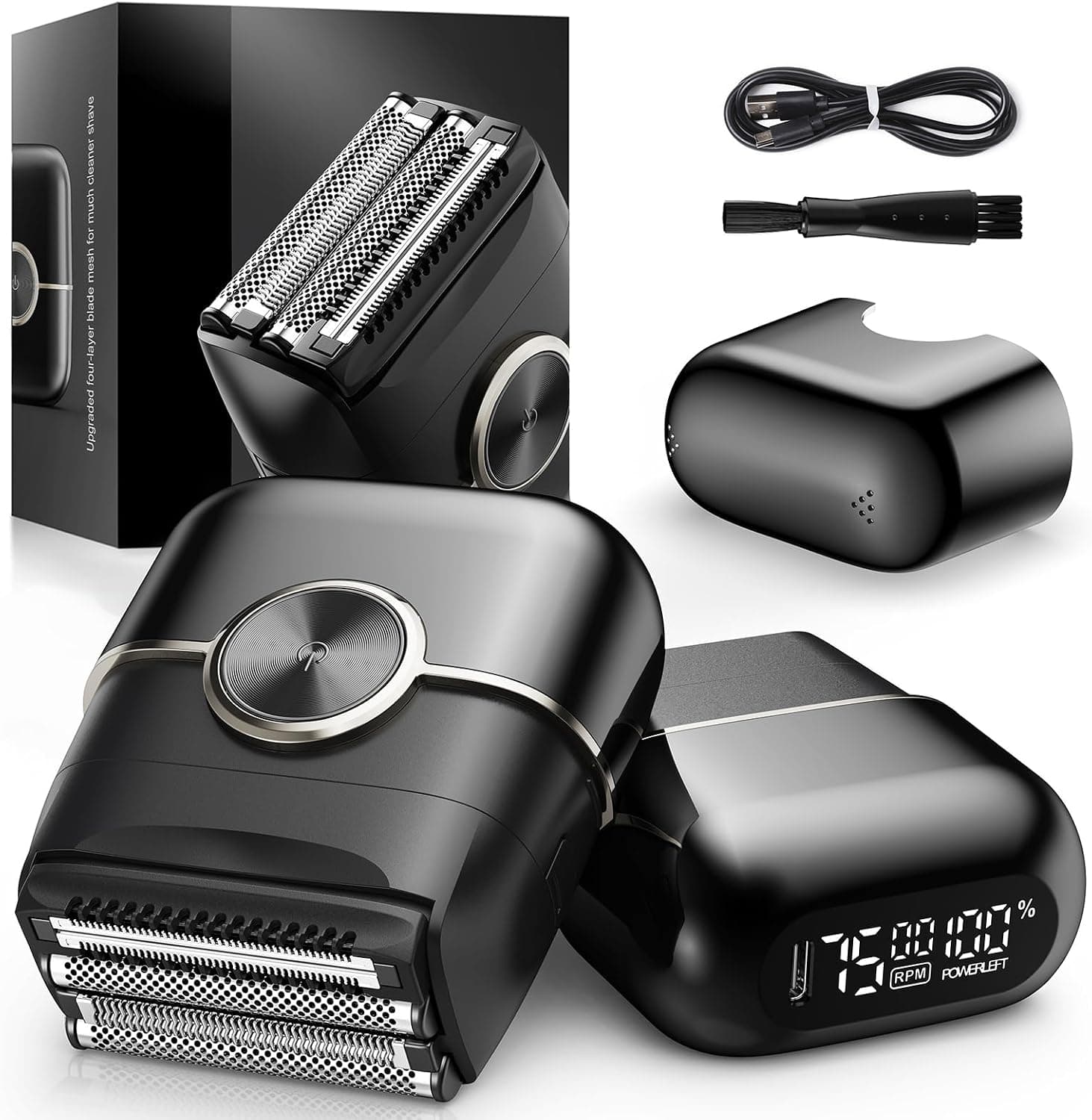 Electric Foil Shavers for Men: 4 Floating Blades & Big LED Display by NKTMXY