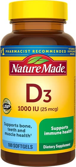Nature Made Vitamin D3 1000 IU (25 mcg), 100 Vitamin D Softgels