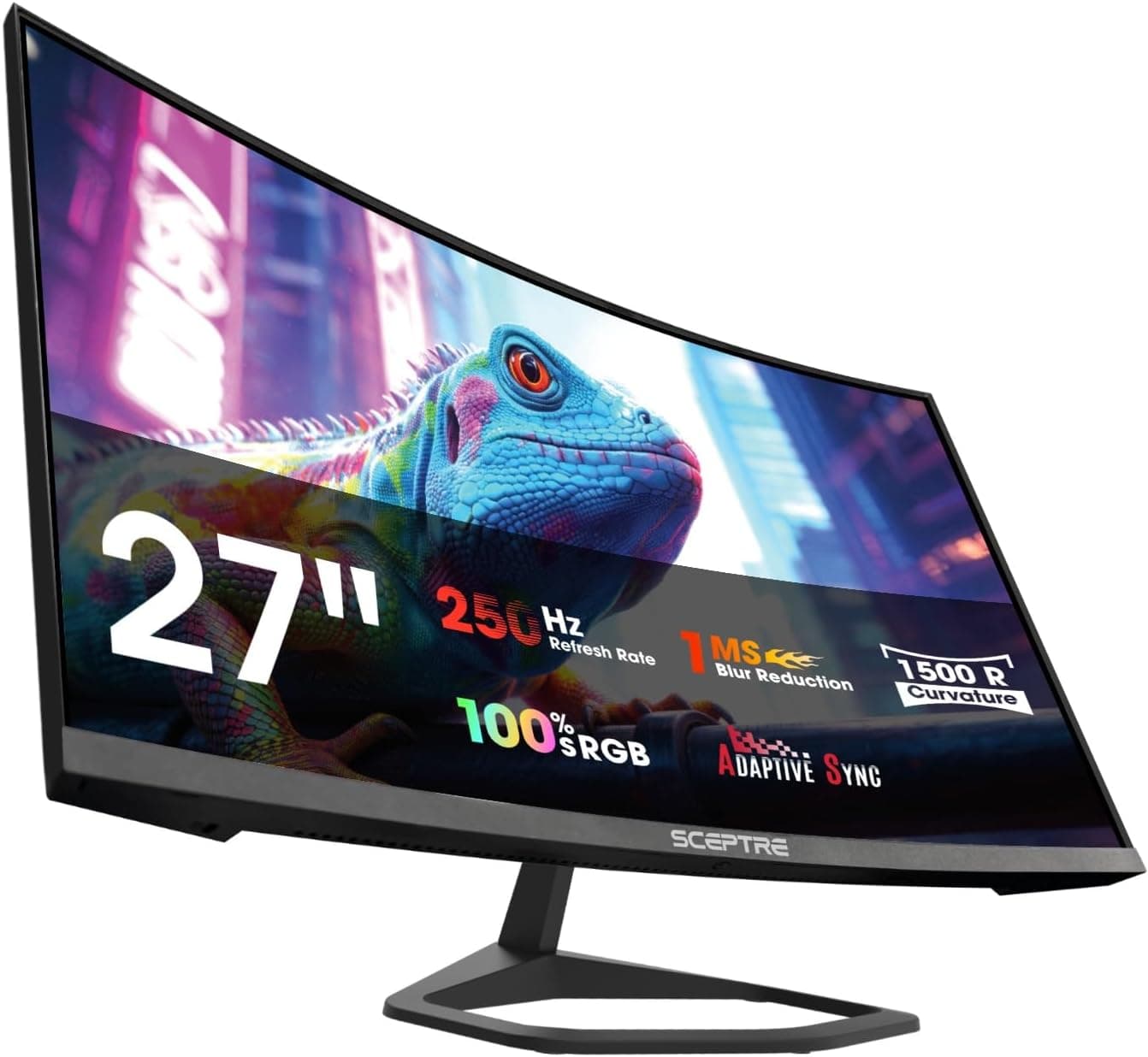 New! Sceptre 27-inch Curved Gaming Monitor 1080p 1500R up to 250Hz DisplayPort x2 HDMI x2 100% sRGB 1ms Build-in Speakers, Machine Black 2027 (C275B-FW250G Series)