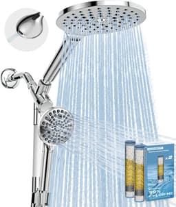MakeFit Dual Filtered Rain Shower Head Combo, Handheld Shower Head with Adjustable Bar - Rainfall Shower Head And Showerhead with Filter for Hard Water - Removes Chlorine