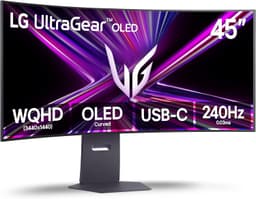 LG 45GX900A-B 45-Inch Ultragear WQHD (3440 x 1440) OLED Curved Gaming Monitor, 240Hz, 0.03ms, NVIDIA G-Sync, VESA DisplayHDR True Black 400, HDMI 2.1, DisplayPort, USB Type-C PD 65W