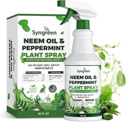 Neem Oil Spray for Plants with Peppermint Oil– Gentle Leaf Maintenance for Indoor and Outdoor Greenery, 16oz by Syngreen